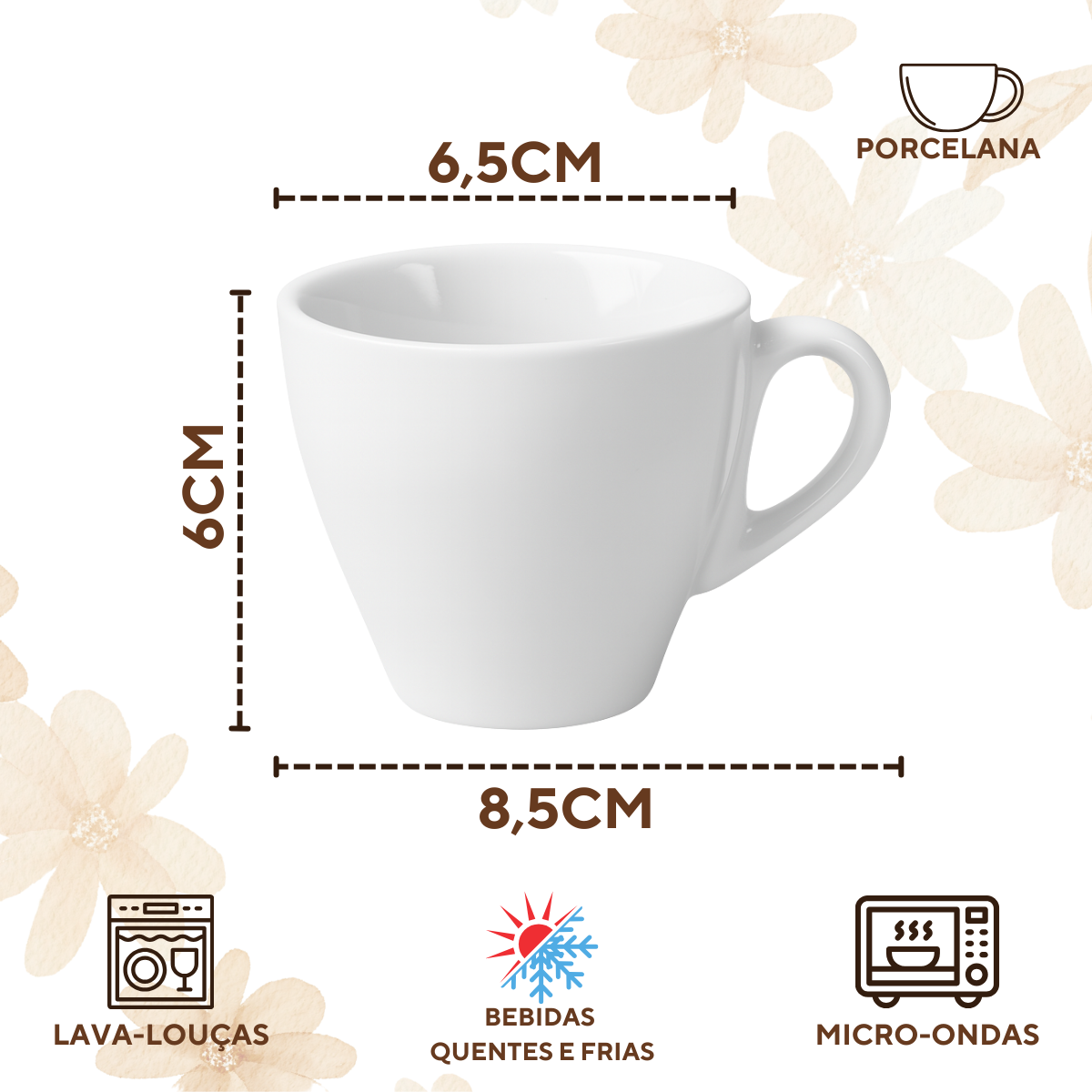 Xicara Segunda Linha 85ml Com Pires de Madeira