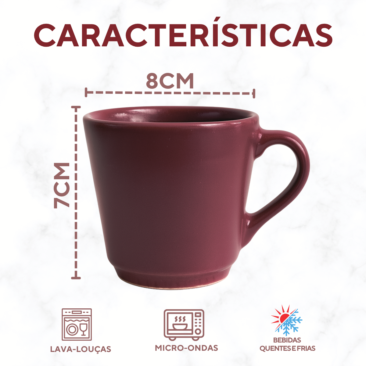 Xicara Chá Ceramica Vinho