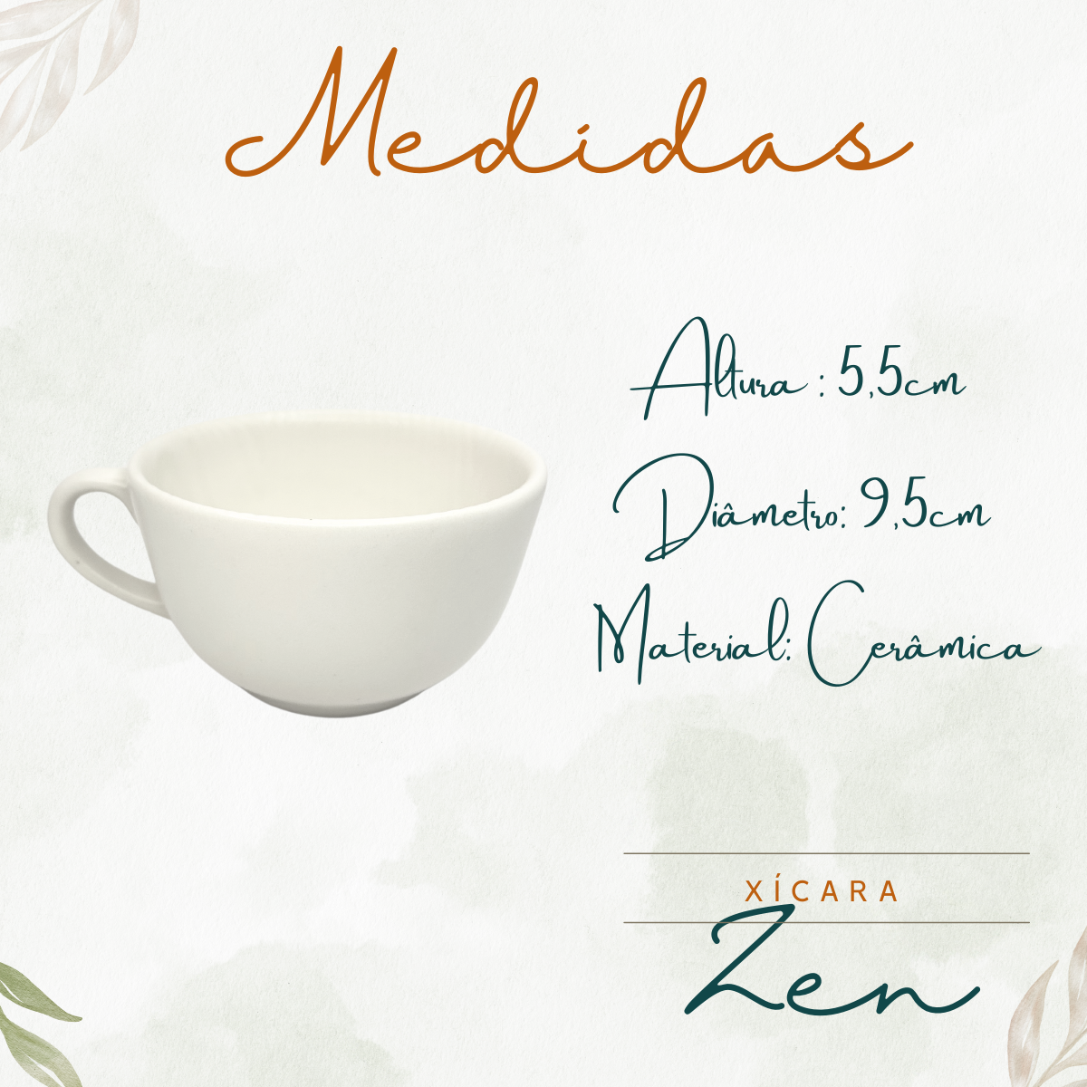 Xicara Chá Com Pires Zen 200ml