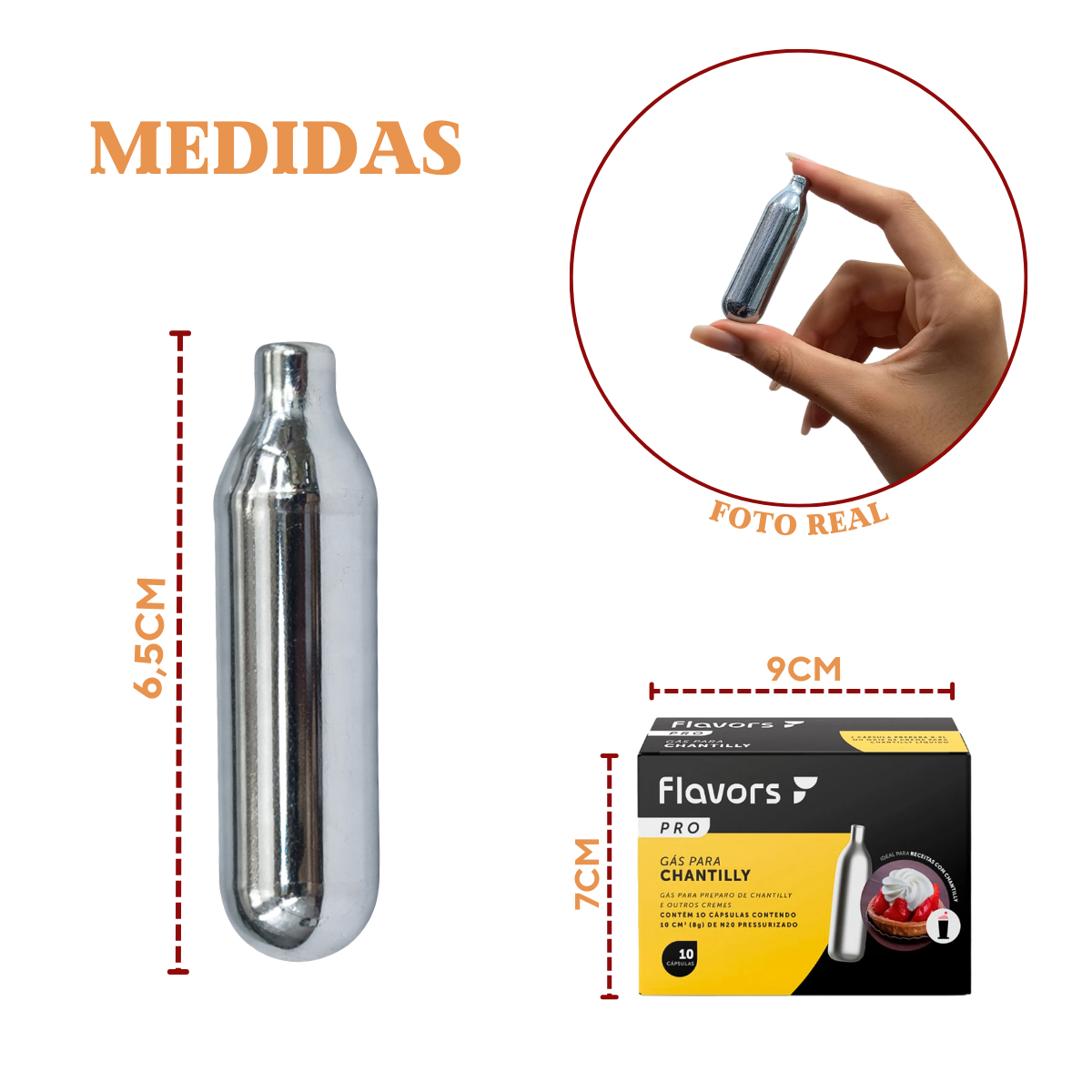 Kit 10 Capsulas de Gás Para Chantily Flavors