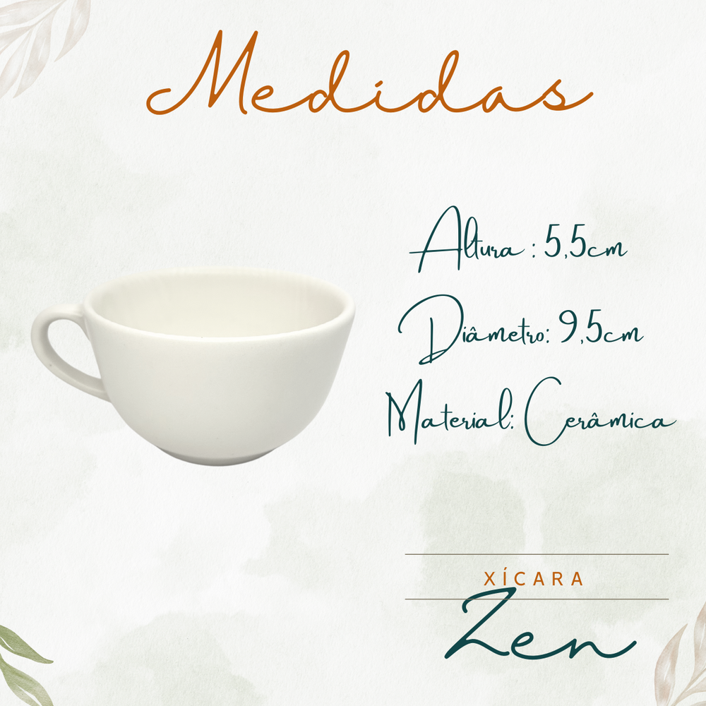 Xicara Chá Com Pires Zen 200ml - A Gourmet