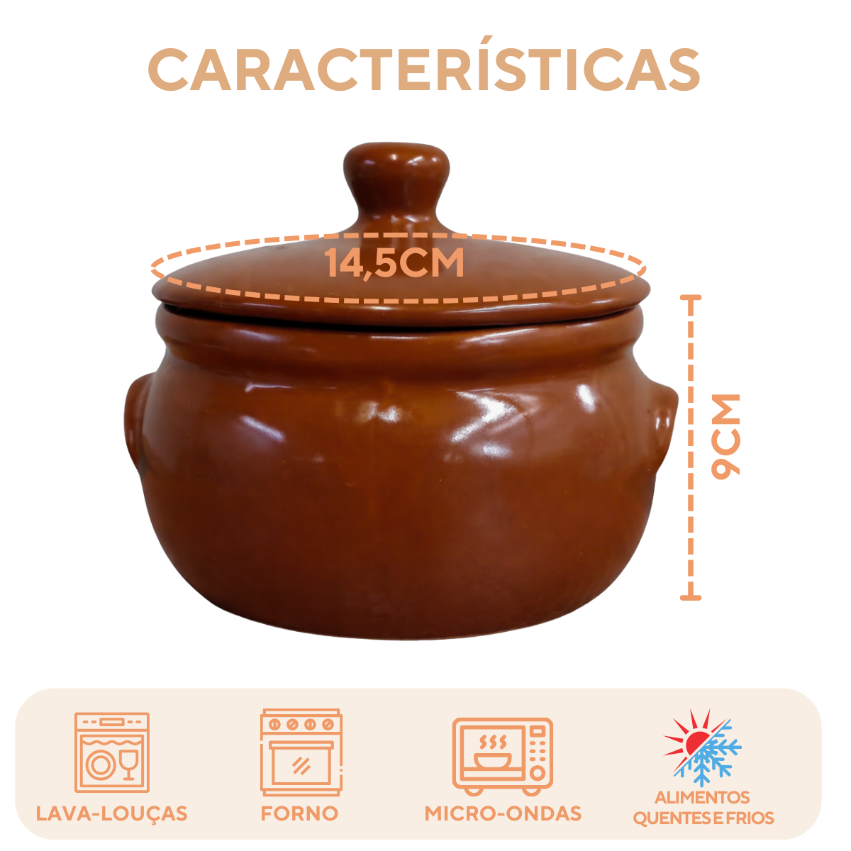 Caçarola Refrataria C/ Tampa 1 Litro