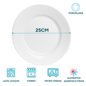 Prato raso de porcelana baru segunda linha ATLAS Pratos Rasos