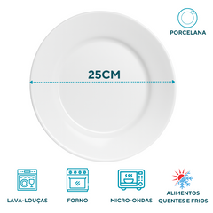 Prato raso de porcelana baru segunda linha ATLAS Pratos Rasos