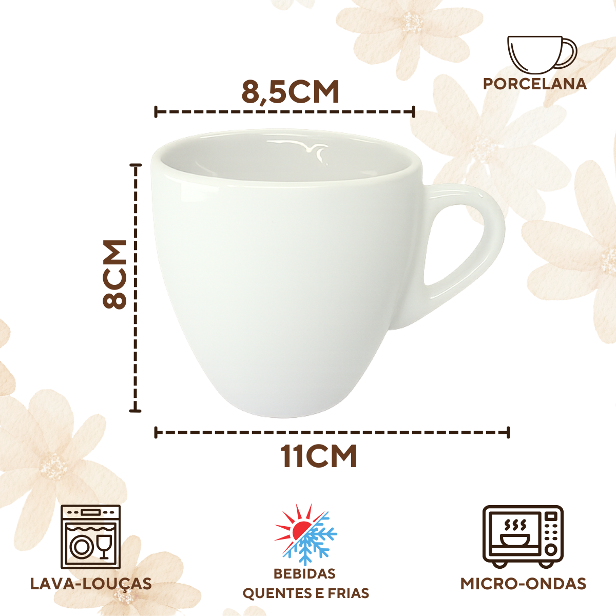 Xicara porcelana com pires 200ml