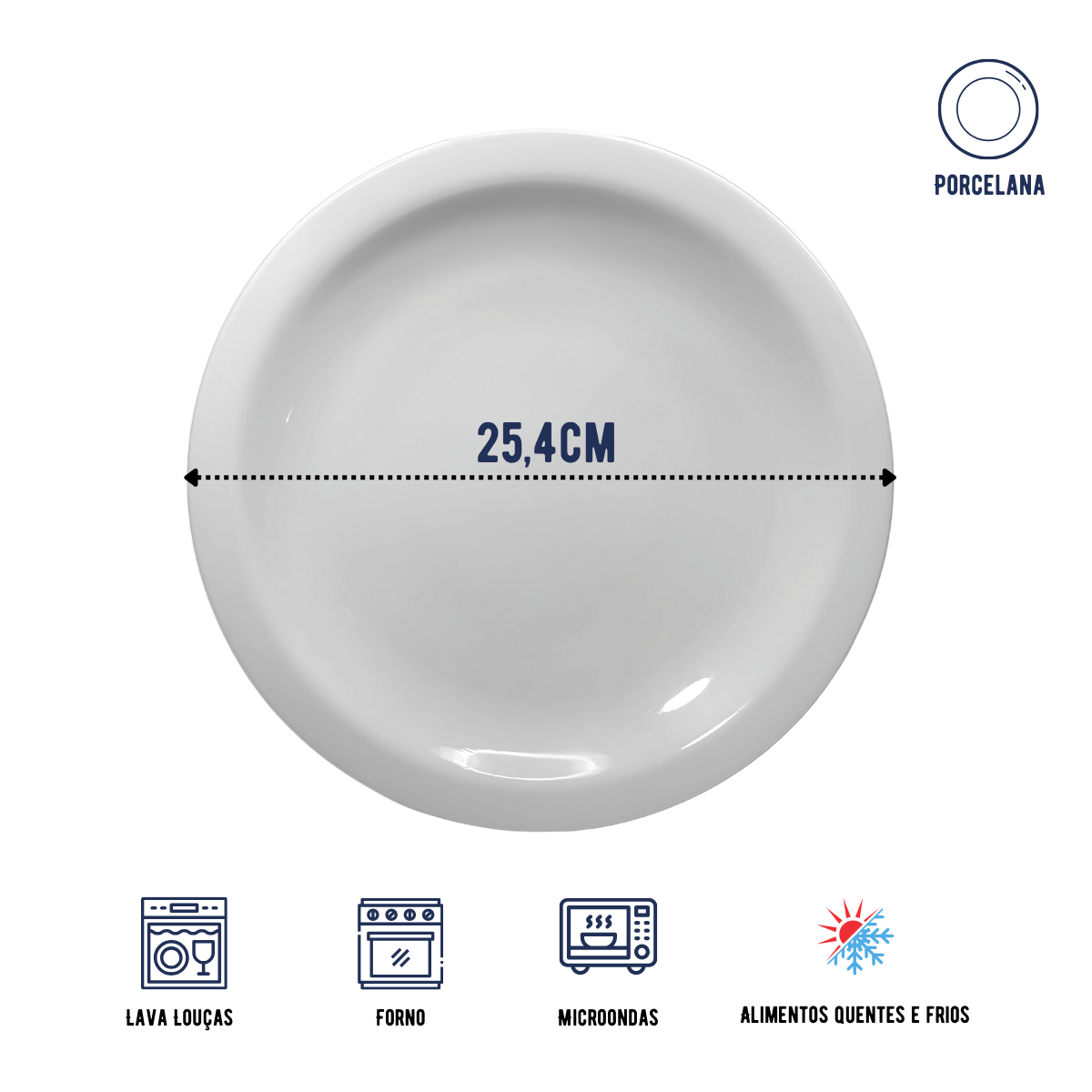 Prato Raso Porcelana 25,4cm - A Gourmet