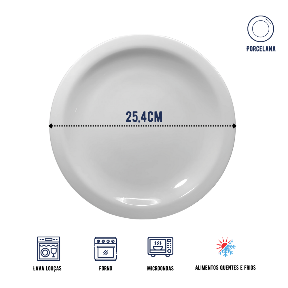 Prato Raso Porcelana 25,4cm - A Gourmet