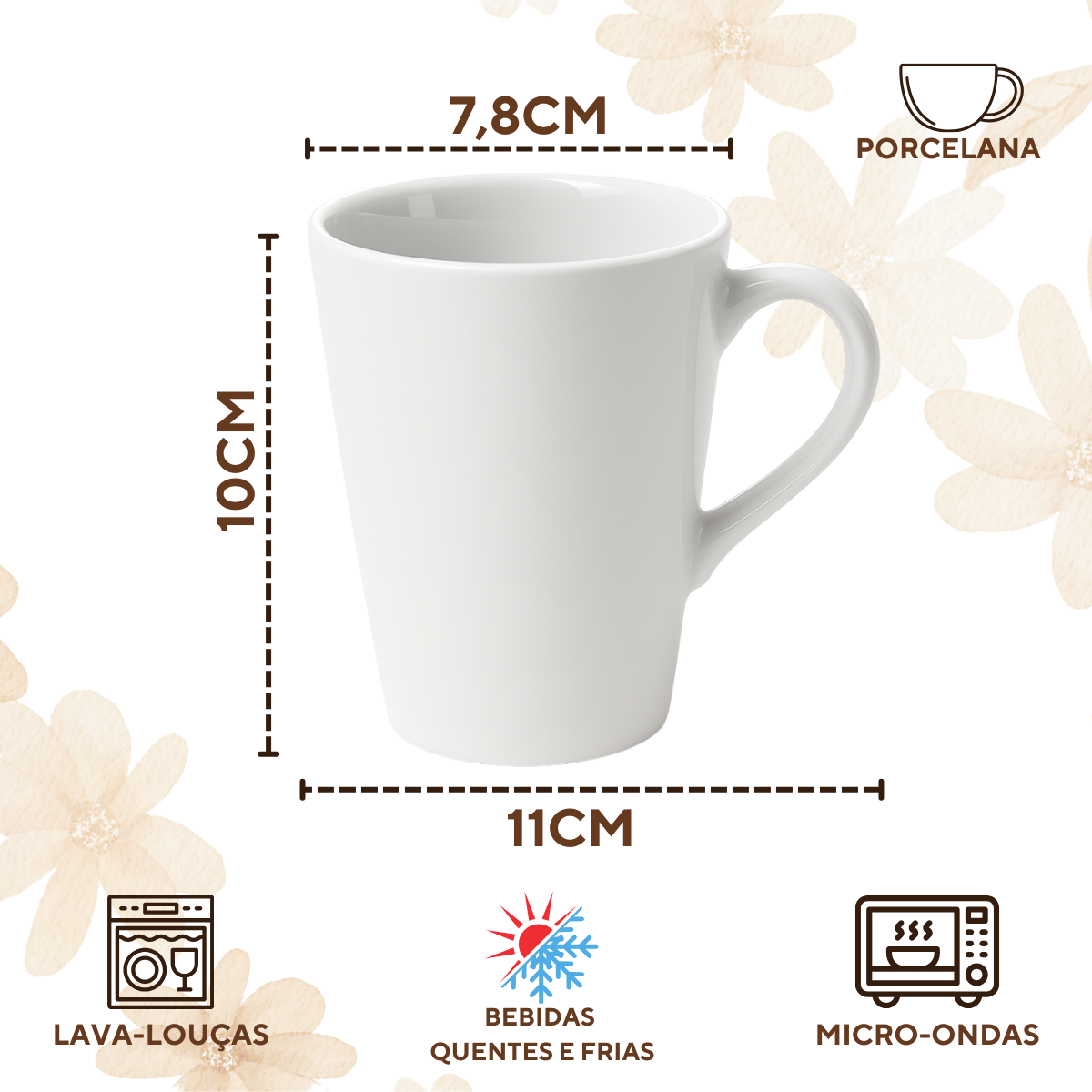 Xicara porclena 230ml pires madeira