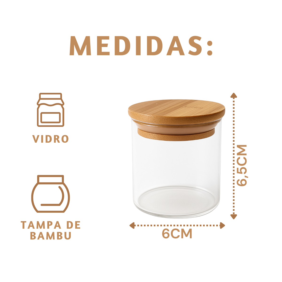 Pote pequeno vidro bambu 110ml