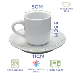 Xicara de Café Hotel em Porcelana C/ Pires 80ml