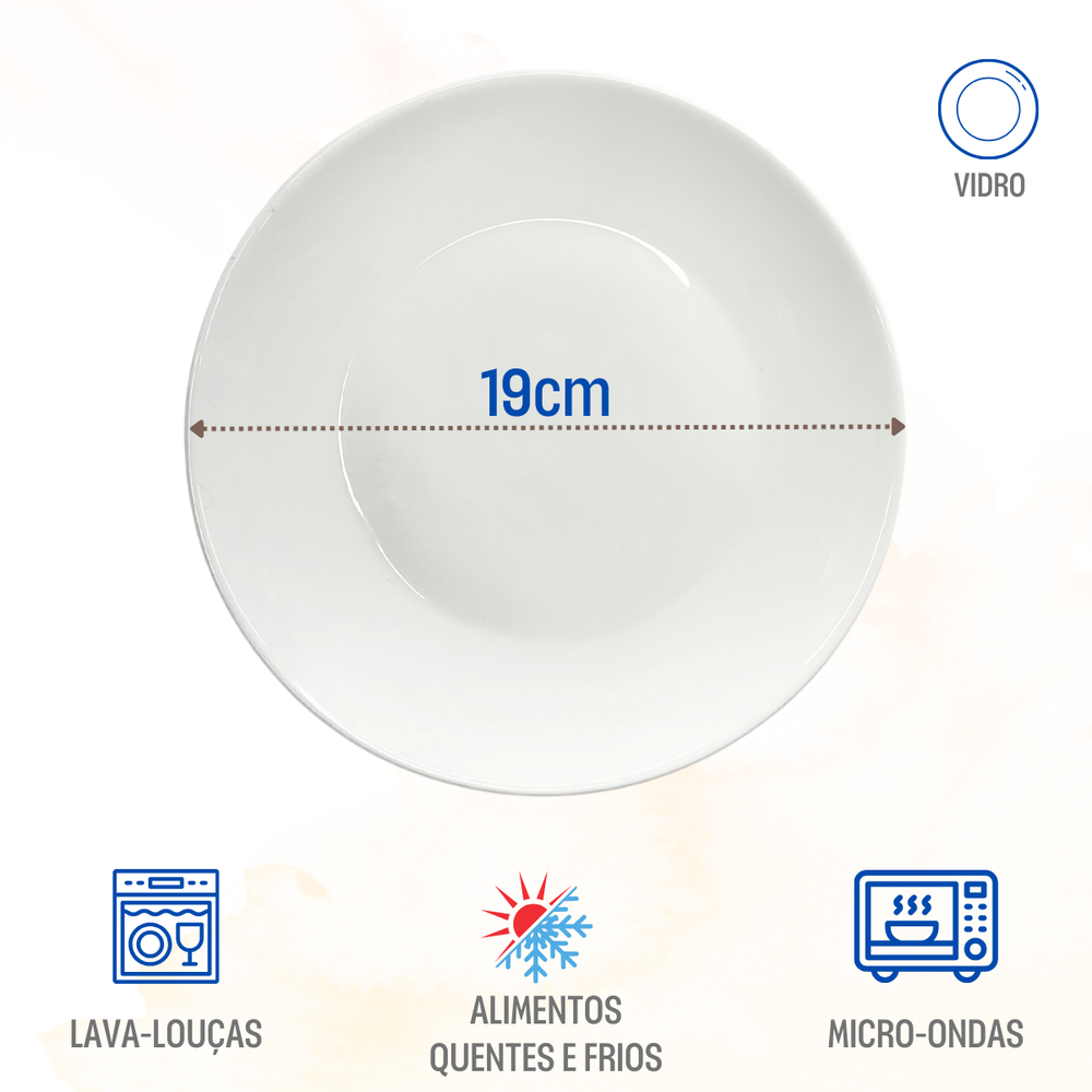 Prato Sobremesa 19cm Vidro - A Gourmet