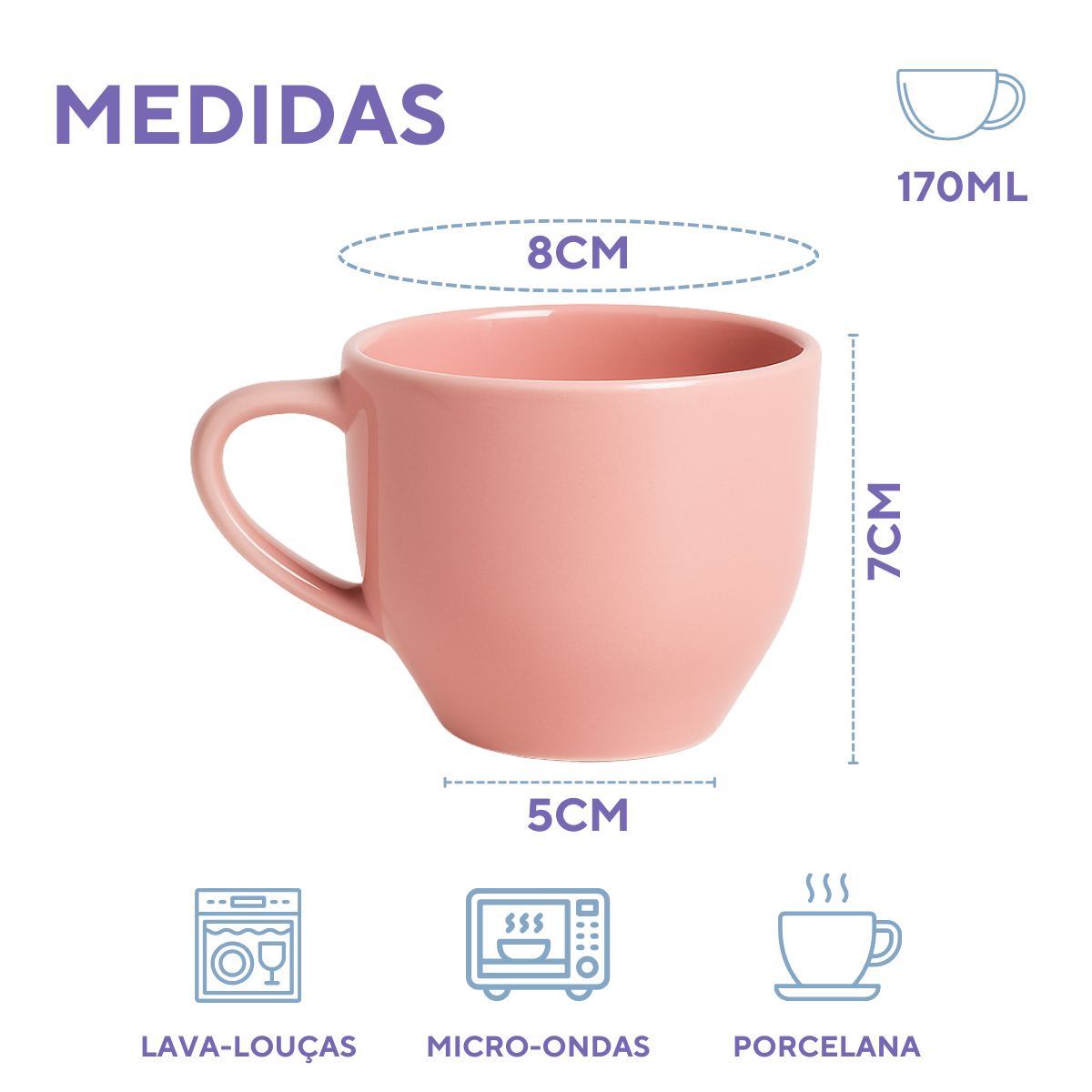 Jogo 6 Xícara De Porcelana Rosa Com Pires Madeira Pinus Café Rosa