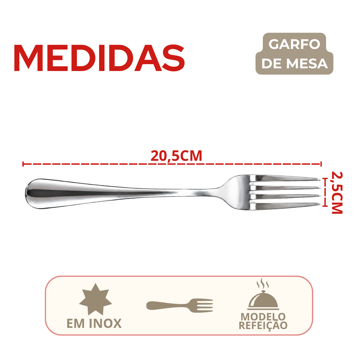 Garfo de Mesa Novara Aço Inox