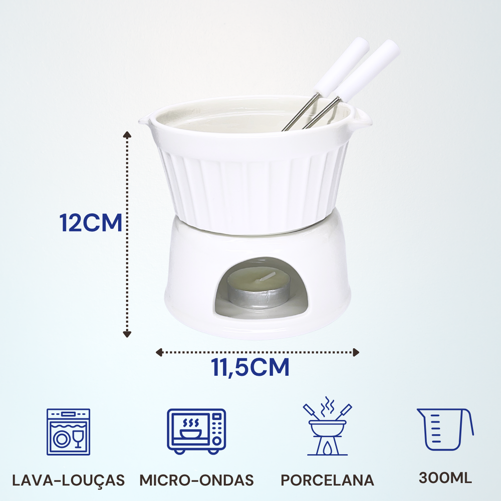 Conjunto Fondue 6 Peças Porcelana Casal - A Gourmet