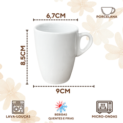 Xicara 150ml Porcelana Com Pires Madeira Redondo