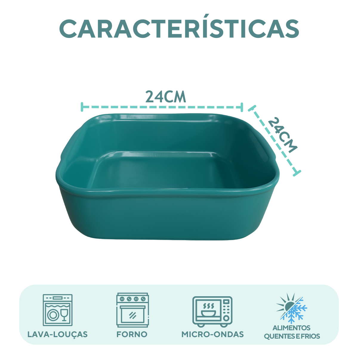 Travessa Cerâmia Quadrada Jade