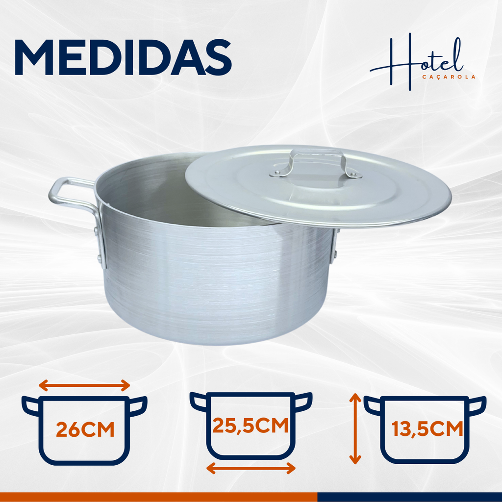 Caçarola Hotel Reta N26 Alumínio - A Gourmet
