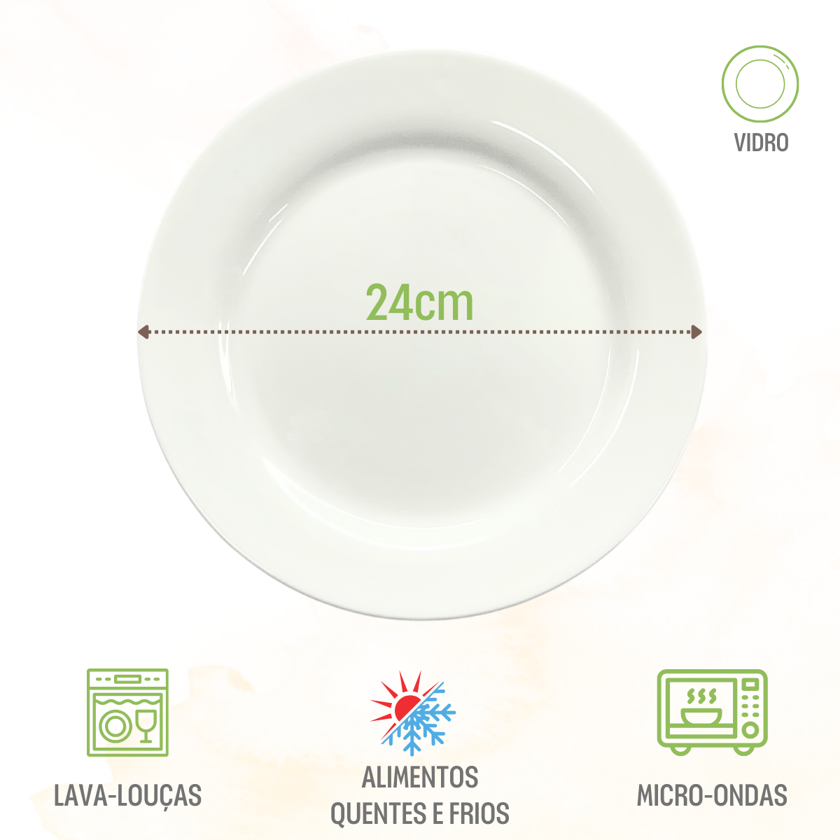 Prato Menu Raso Opaline Vidro Temperado - A Gourmet