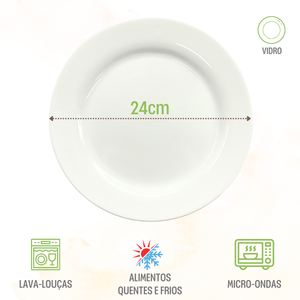 Prato Menu Raso Opaline Vidro Temperado - A Gourmet