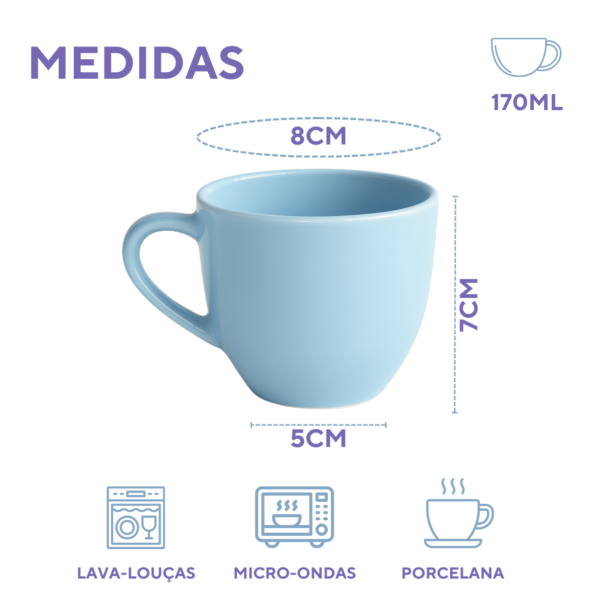 Jogo 6 Xícara De Chá Porcelana Café Casa Com Pires Madeira Azul