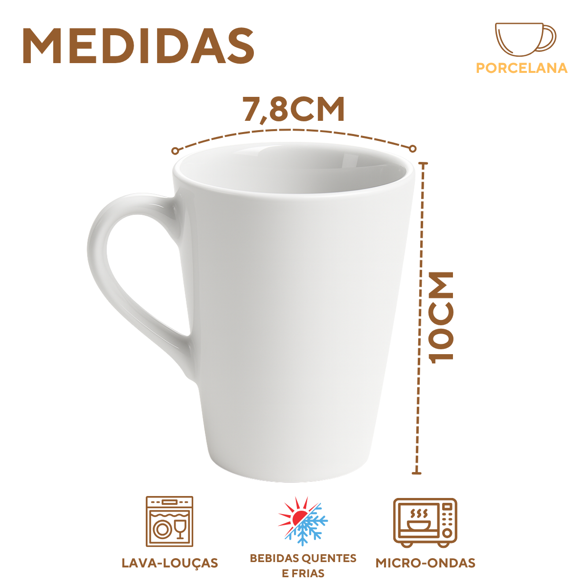 Caneca Copo 230ml Porcelana Segunda Linha