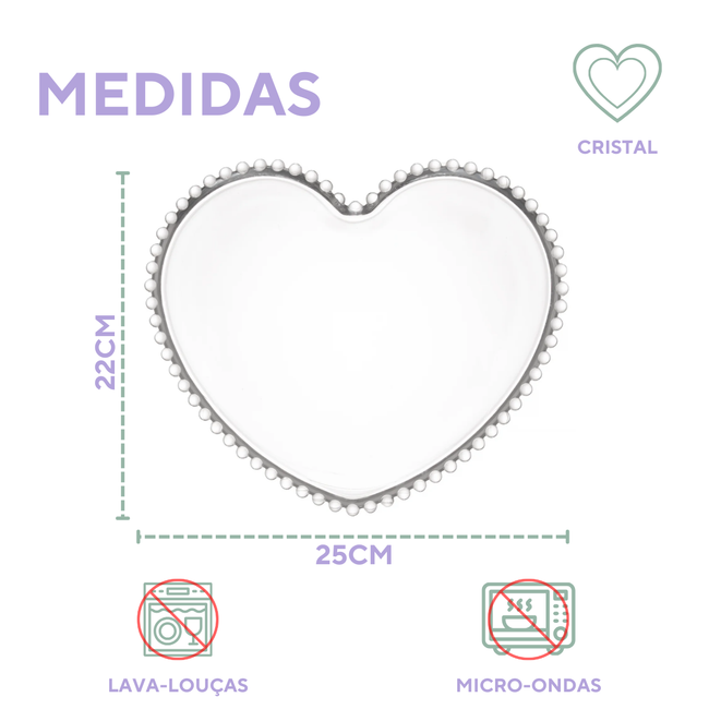 Prato Vidro Coração 22cm Main Image