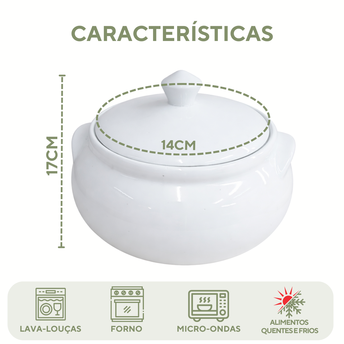 Cumbuca Grande C/ Tampa 2,5L em Porcelana