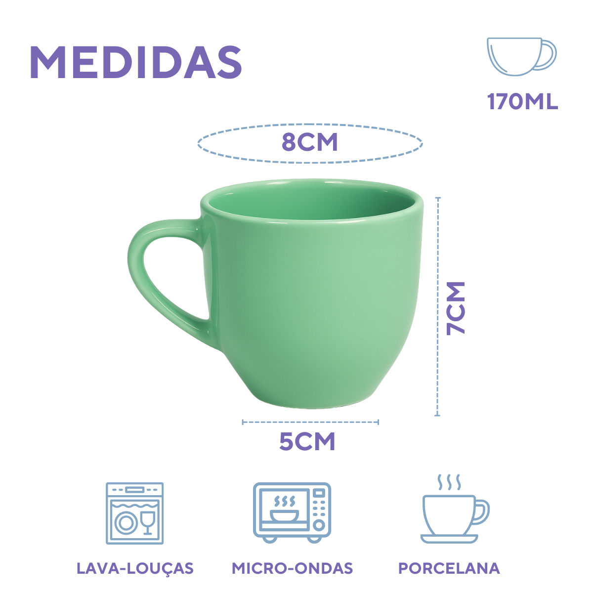 Jogo 6 Xícara De Chá Porcelana 170ml Com Pires Madeira Verde