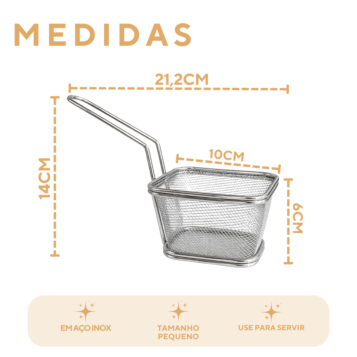 Peneira Batata Servir Fritura Inox