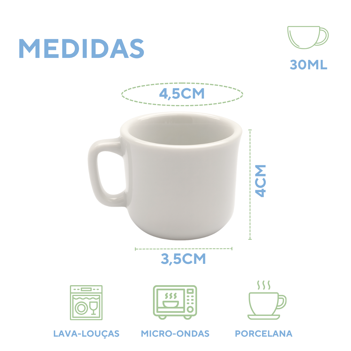 Mini Xicara 30ml Porcelana