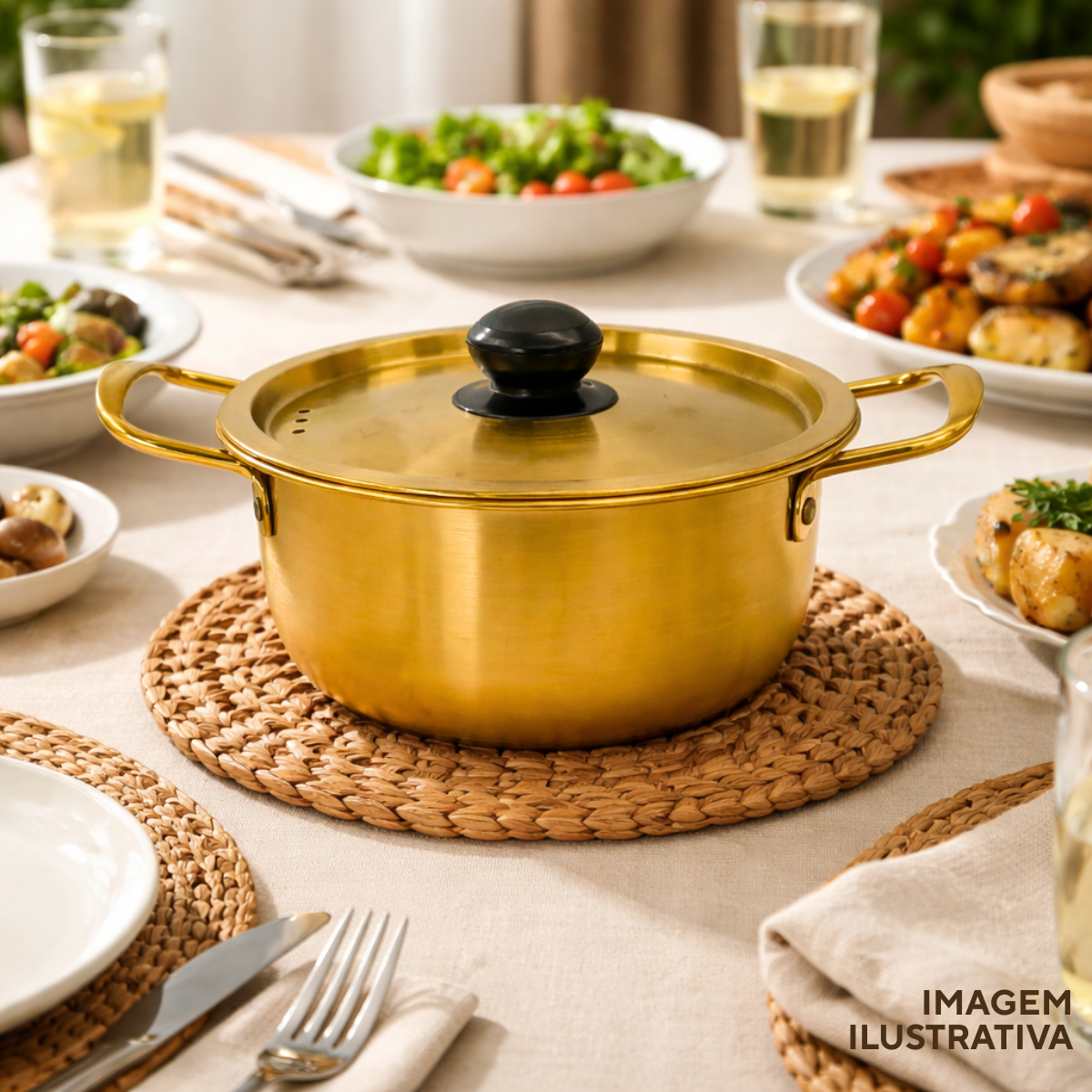Caçarola Servir Dourada 1,3Litros