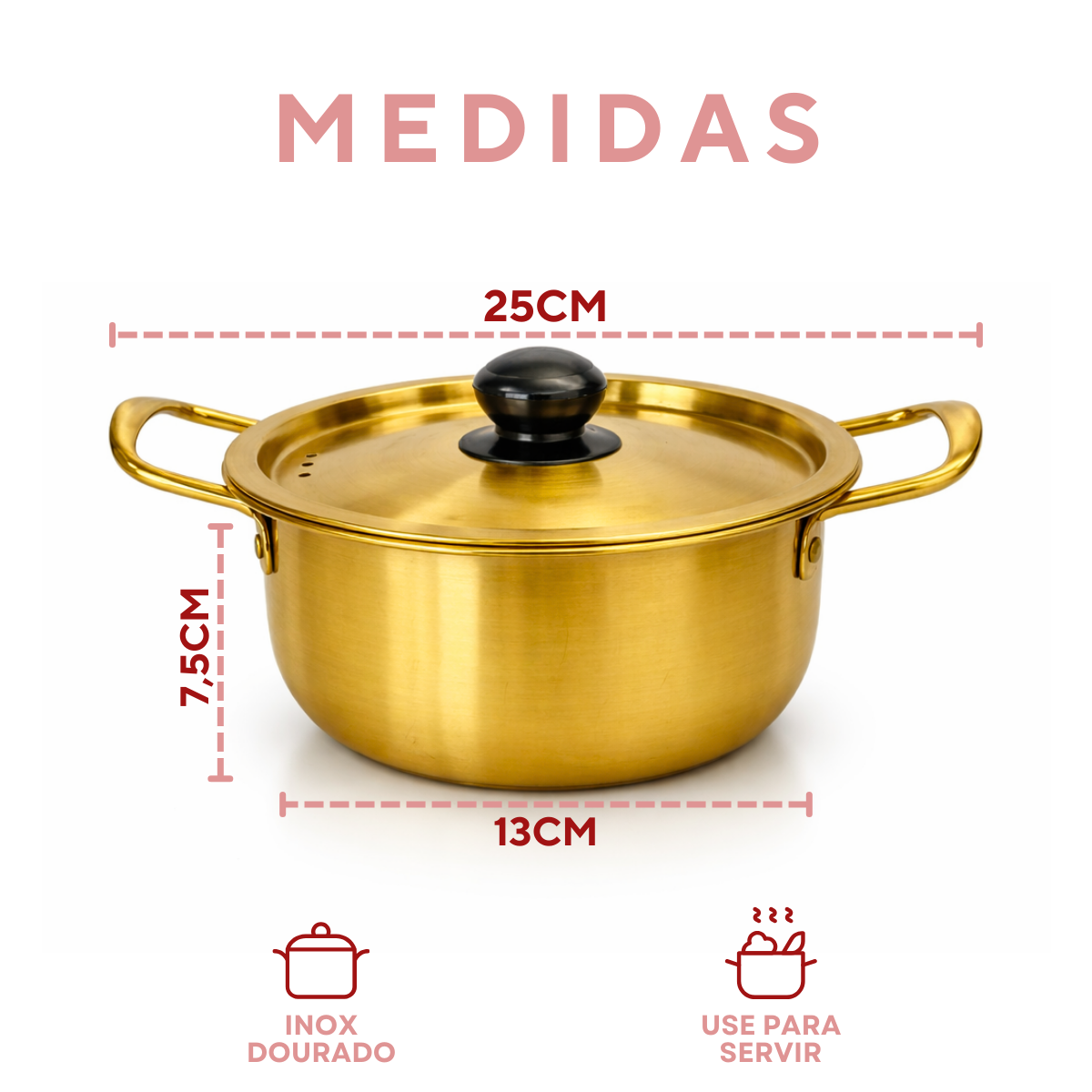 Caçarola Servir Dourada 1,3Litros