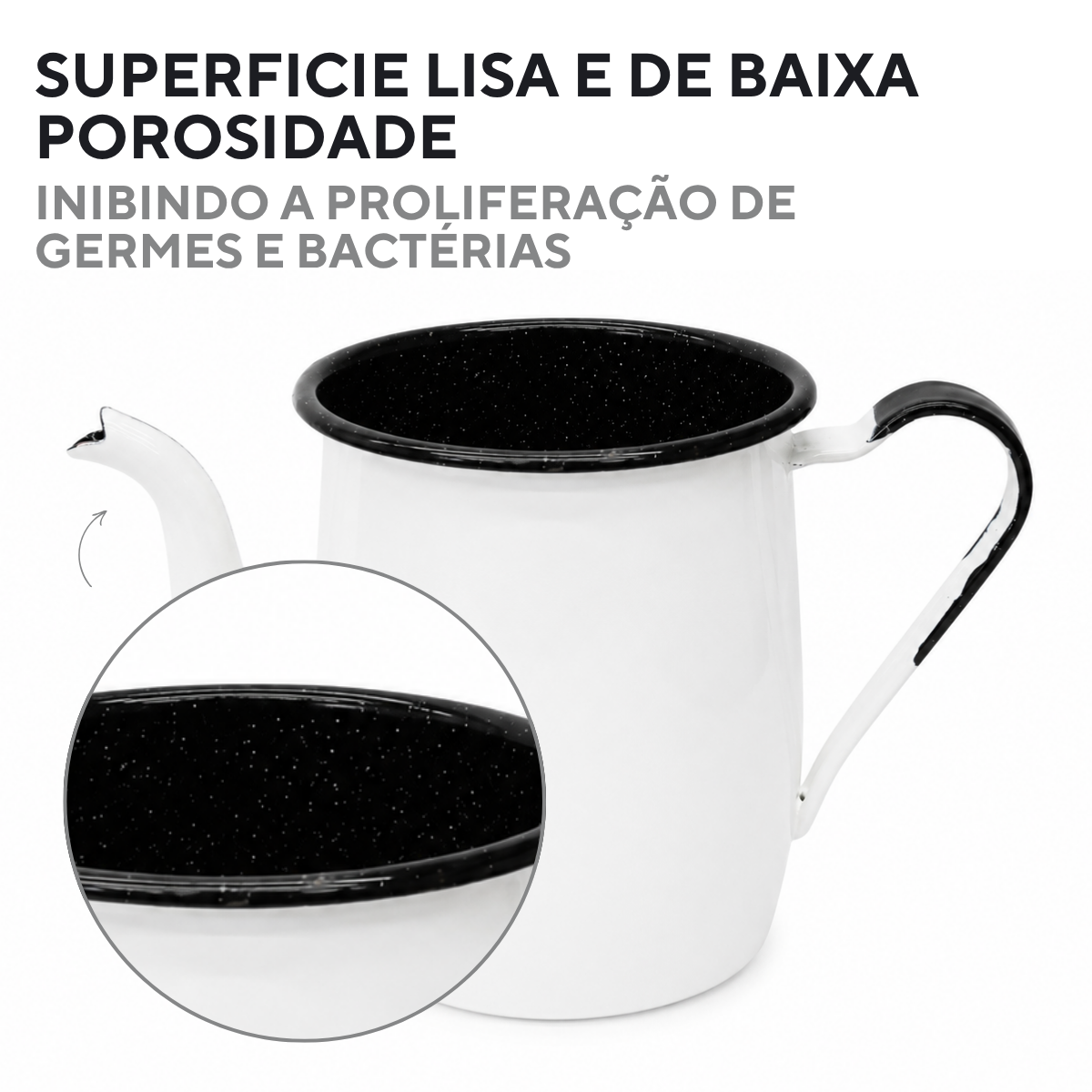 Bule Agata De Café Chá Esmaltado 1 Litro Interior Preto