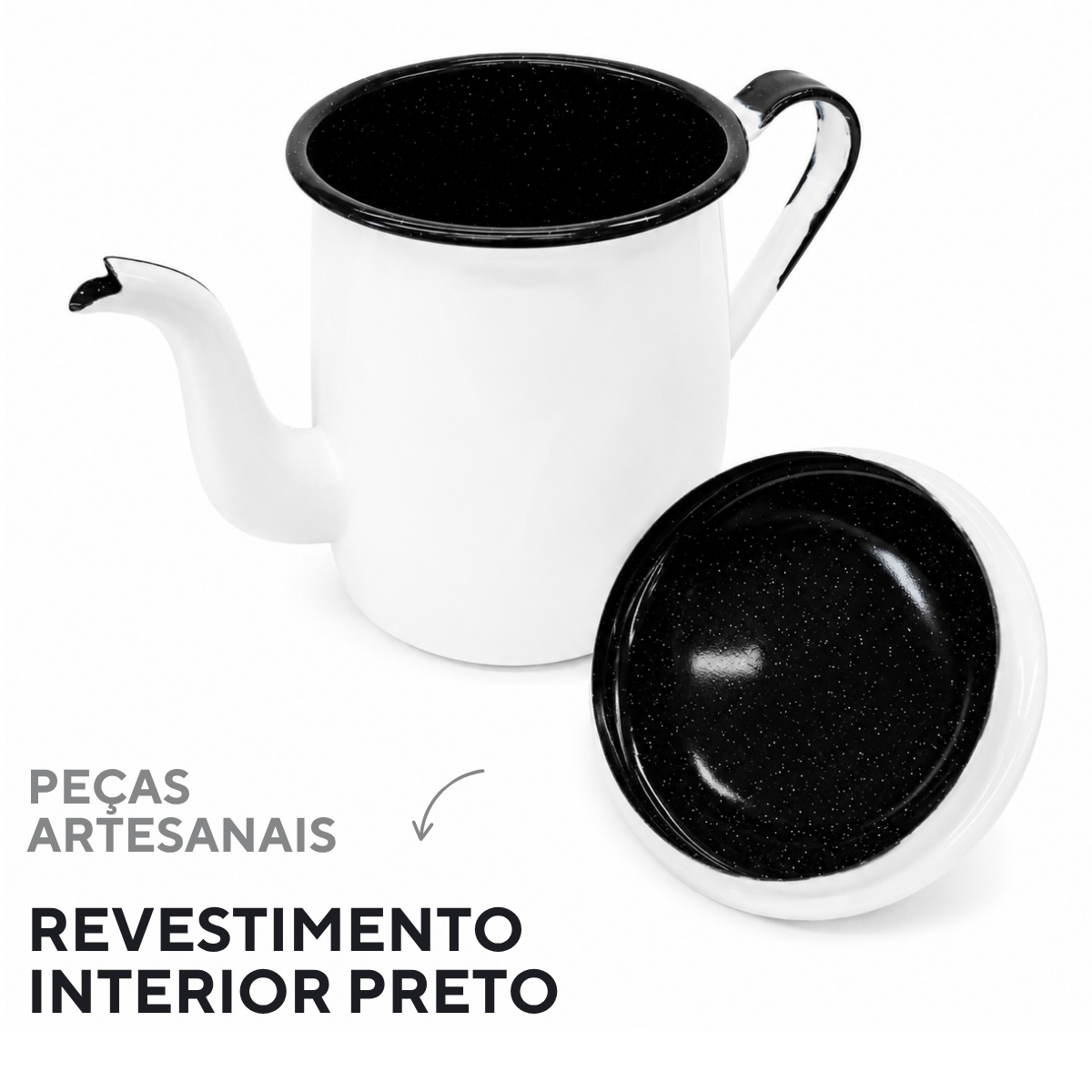 Bule Agata De Café Chá Esmaltado 1 Litro Interior Preto