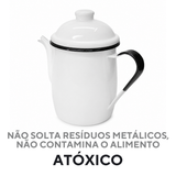 Bule Agata De Café Chá Esmaltado 1 Litro Interior Preto