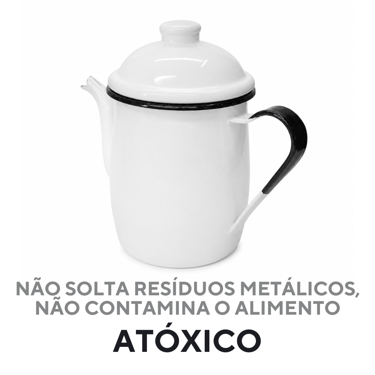 Bule Agata De Café Chá Esmaltado 1 Litro Interior Preto
