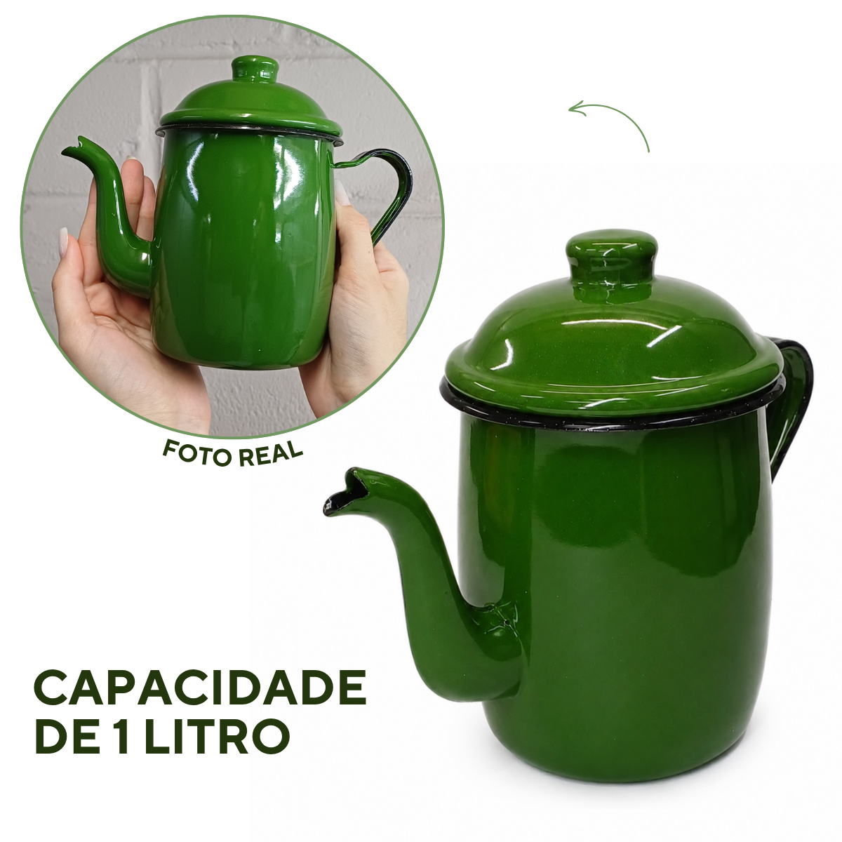 Bule De Café Chá Agata 1 Litro Esmaltado Modelo Antigo