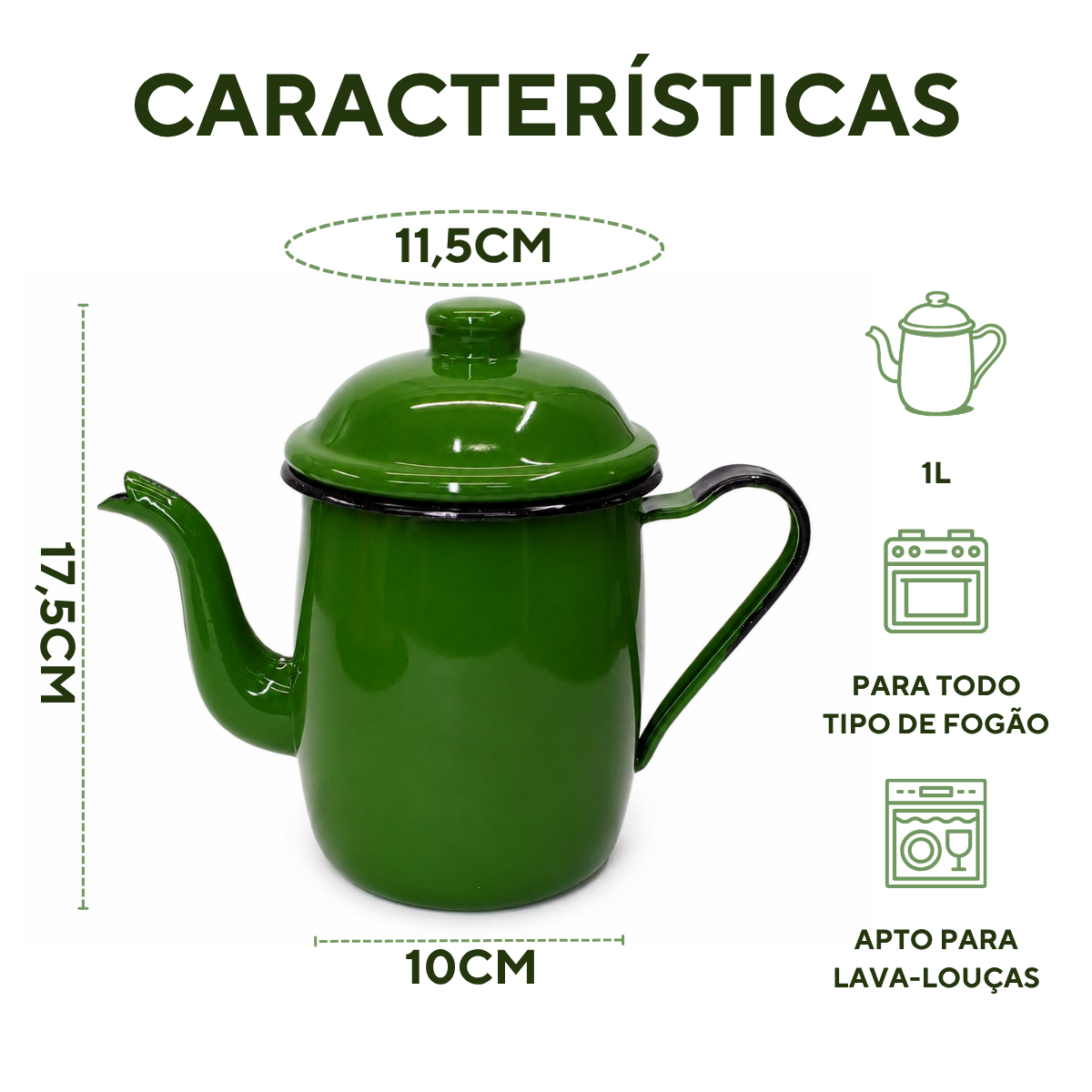 Bule De Café Chá Agata 1 Litro Esmaltado Modelo Antigo