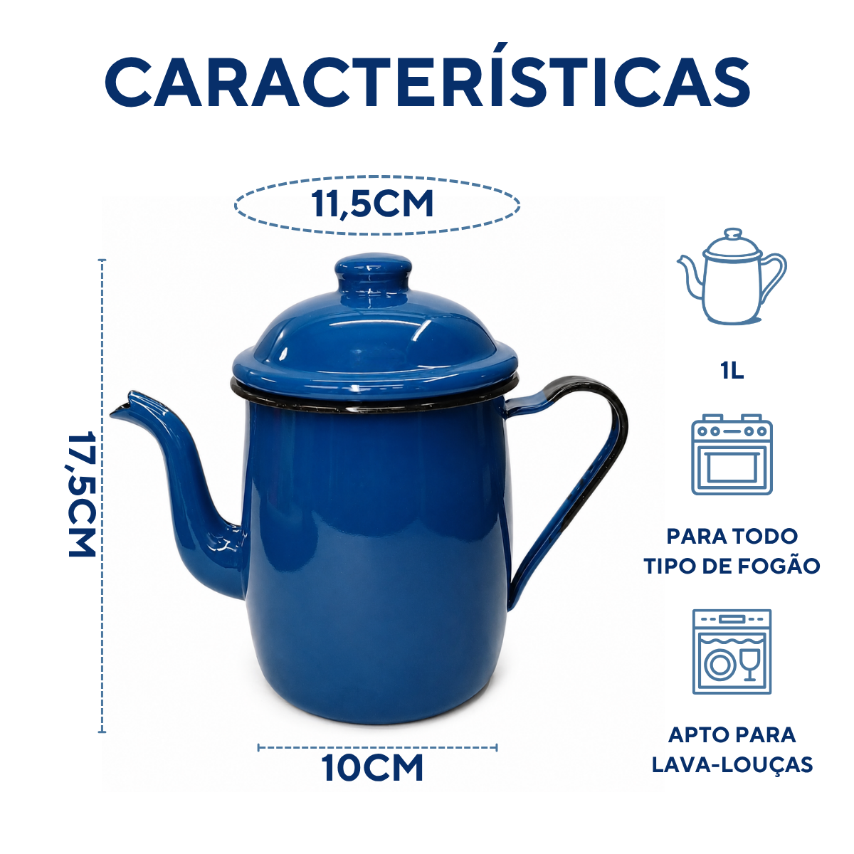 Bule Agata Chá Esmaltado Tradicional 1 Litro Mesa De Café