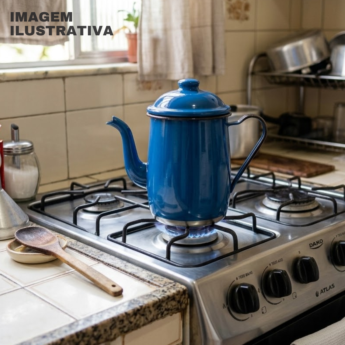 Bule Agata Chá Esmaltado Tradicional 1 Litro Mesa De Café