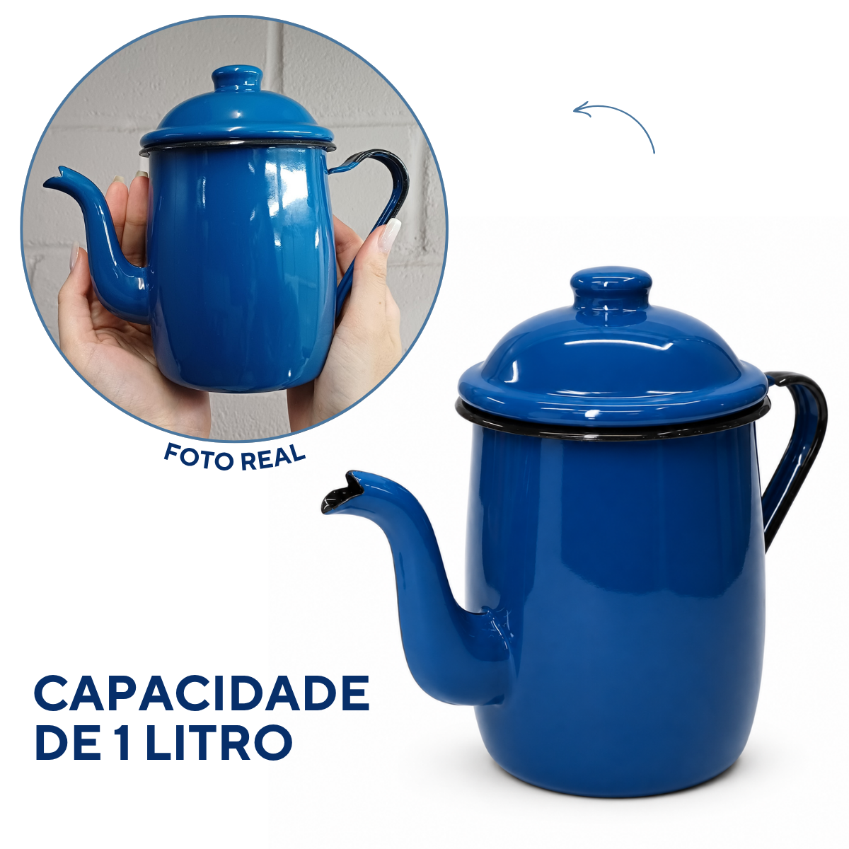 Bule Agata Chá Esmaltado Tradicional 1 Litro Mesa De Café