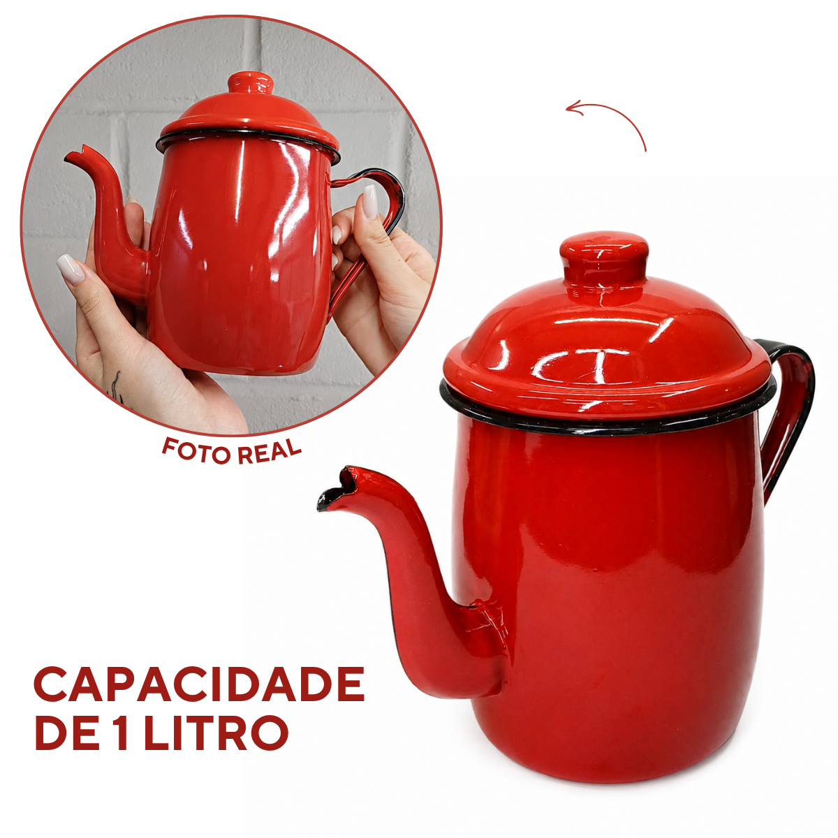 Bule de Agata Vermelho 1 Litro