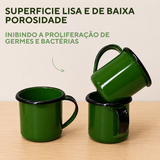 Caneca Esmaltada Agata 70ml Borda Preta Pequena