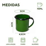 Caneca Esmaltada Agata 70ml Borda Preta Pequena