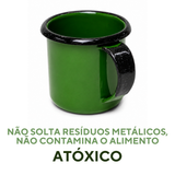 Caneca Esmaltada Agata 70ml Borda Preta Pequena