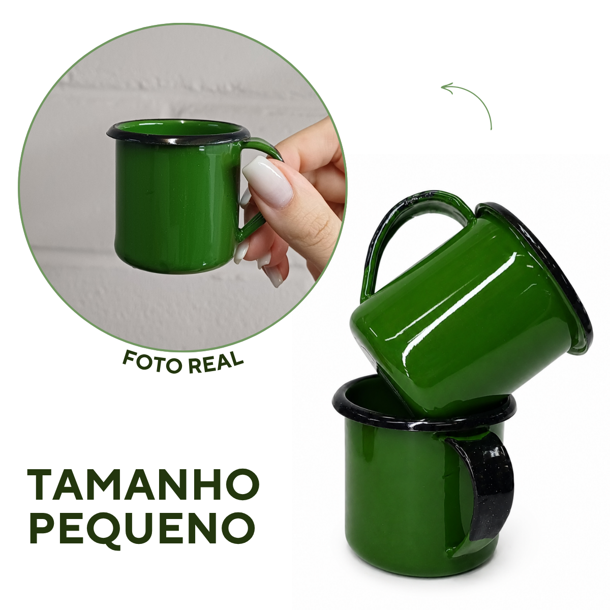 Caneca Esmaltada Agata 70ml Borda Preta Pequena