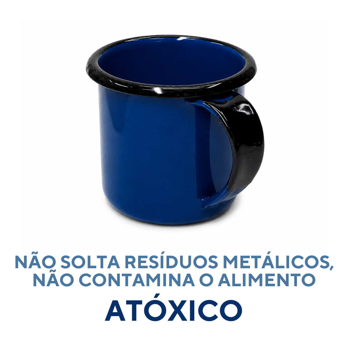 Caneca 70ml Agata Borda Preta Esmaltada