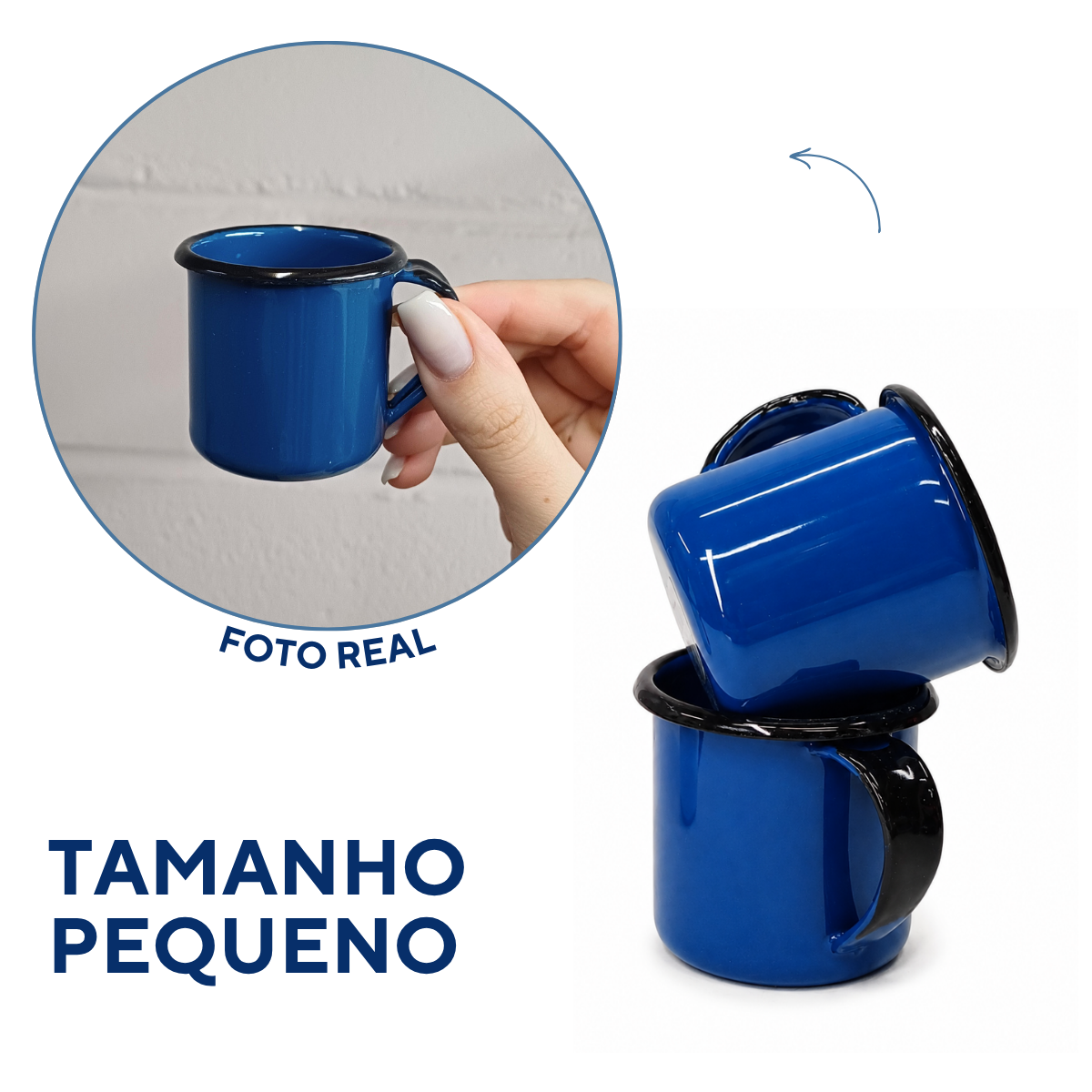 Caneca 70ml Agata Borda Preta Esmaltada