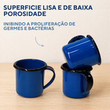 Caneca 70ml Agata Borda Preta Esmaltada