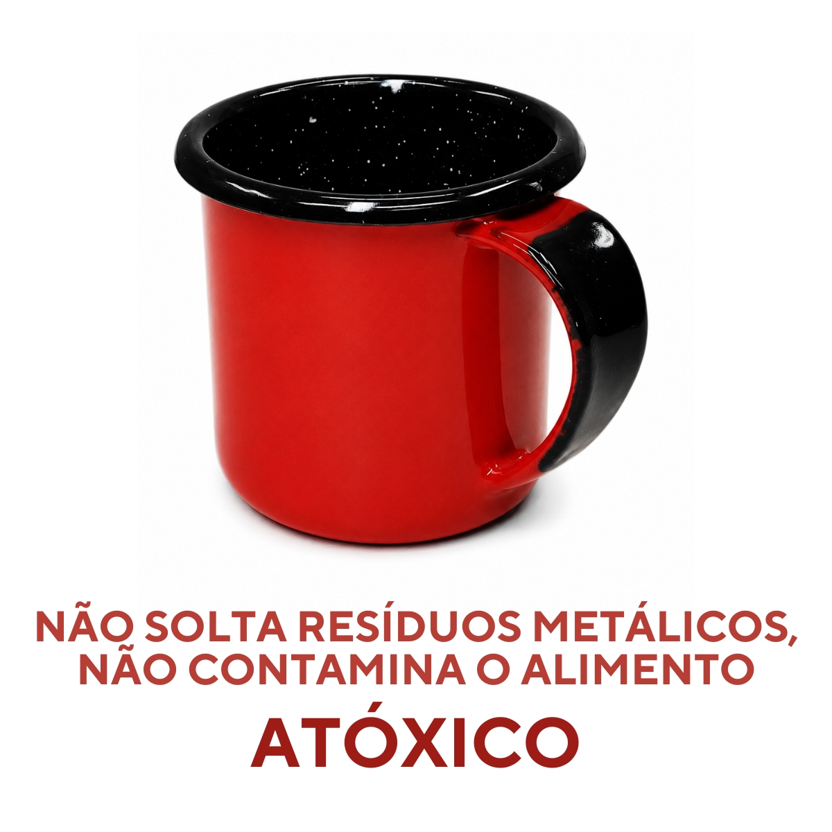 Caneca Agata 70ml Esmaltado Café Interior Preto